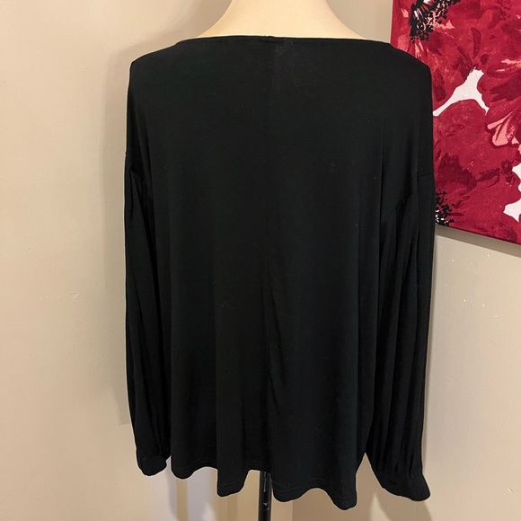 Kaktus Black Relaxed Fit Scoop Neck Wide Sleeves w/ elastic cuff Blouse, size M - Picture 2 of 6